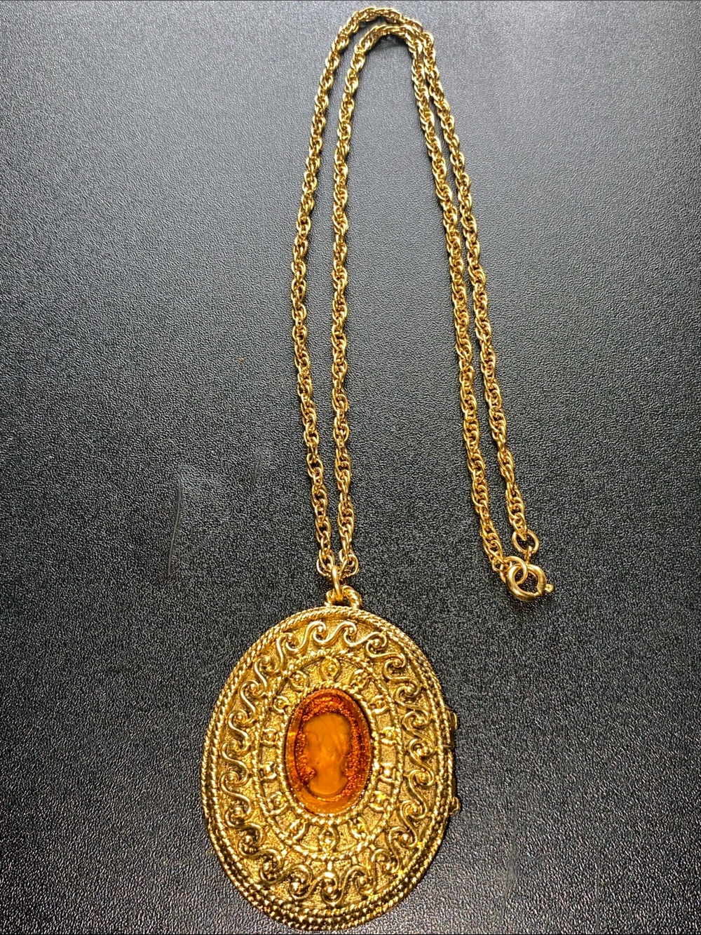 Corday Vintage Gold-Tone Perfume Locket Necklace